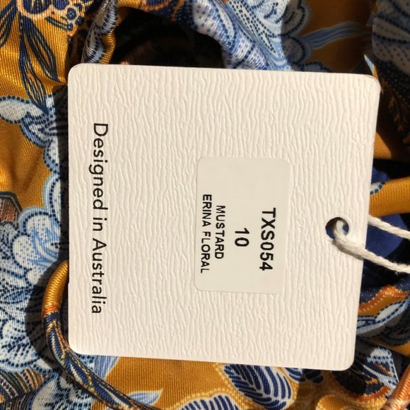 Brand NEW Maree Maree Mustard and Blue Erina Floral Boho One Piece Swimsuit - Picture 3 of 8